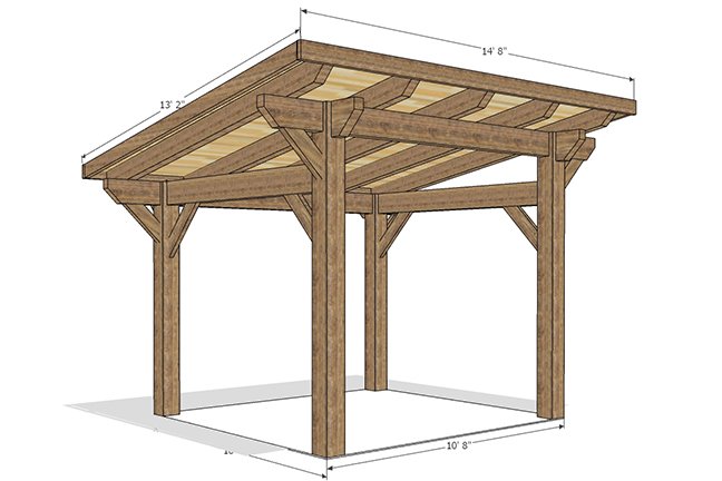 X Sloped Pergola Straight Frame Front Side Ontario Outdoor