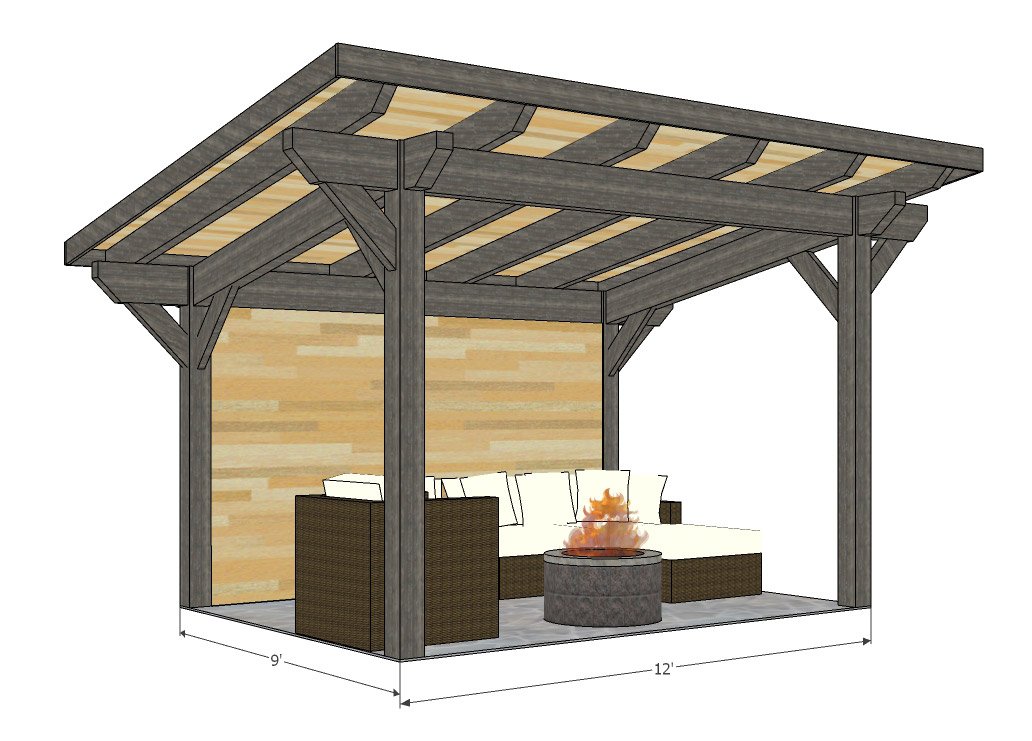 X Sloped Pergolaangle Frame Front Side Ontario Outdoor