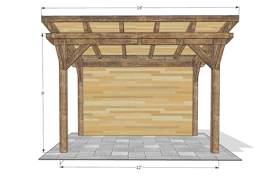 128 Sloped Pavilion W Full Back Wall Front Ontario Outdoor Rooms