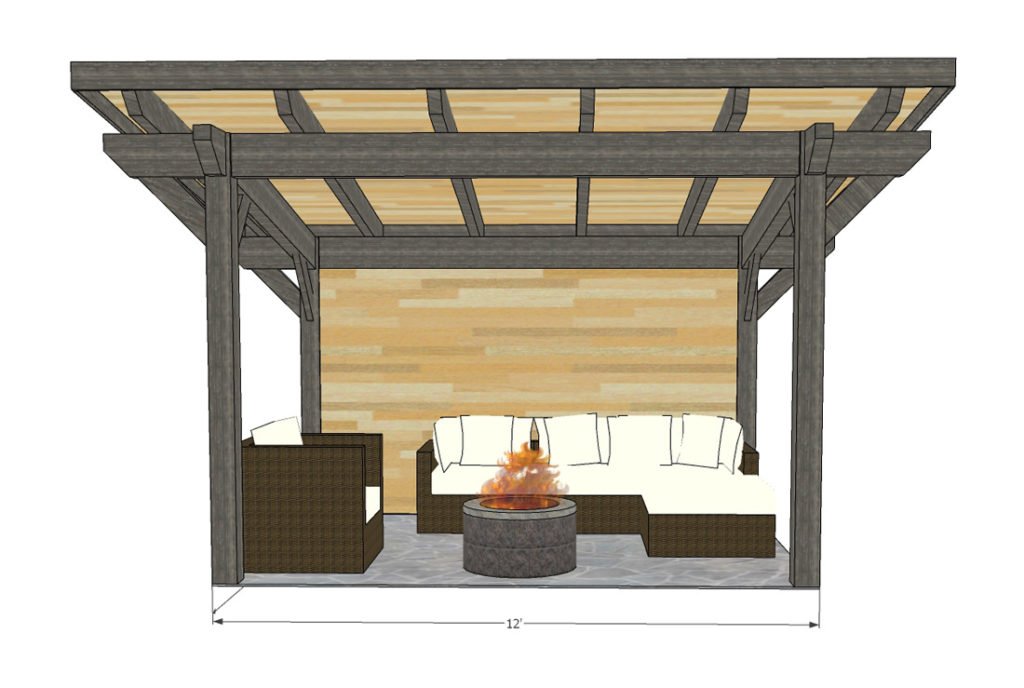 12’x9′-Sloped-Pergola—Angle-Frame—6×6-Front - Ontario Outdoor Rooms ...