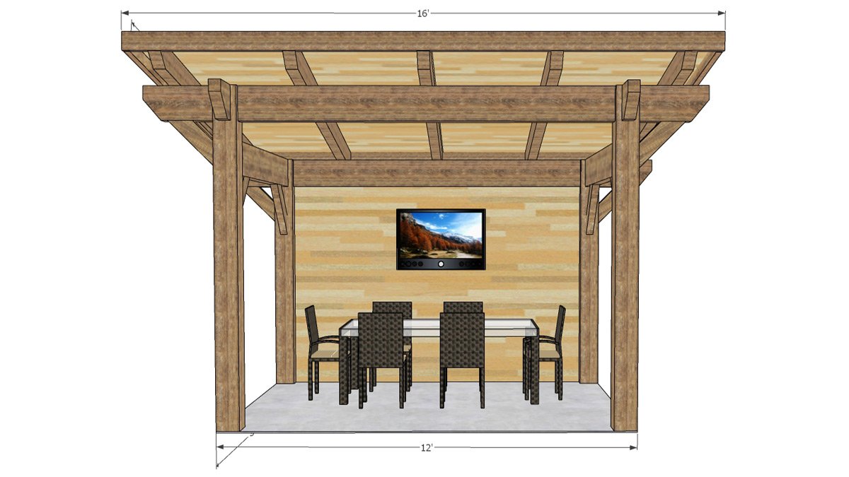 12×9SlopedPergola—StraightFrame—TongueandGrooveCeiling Ontario